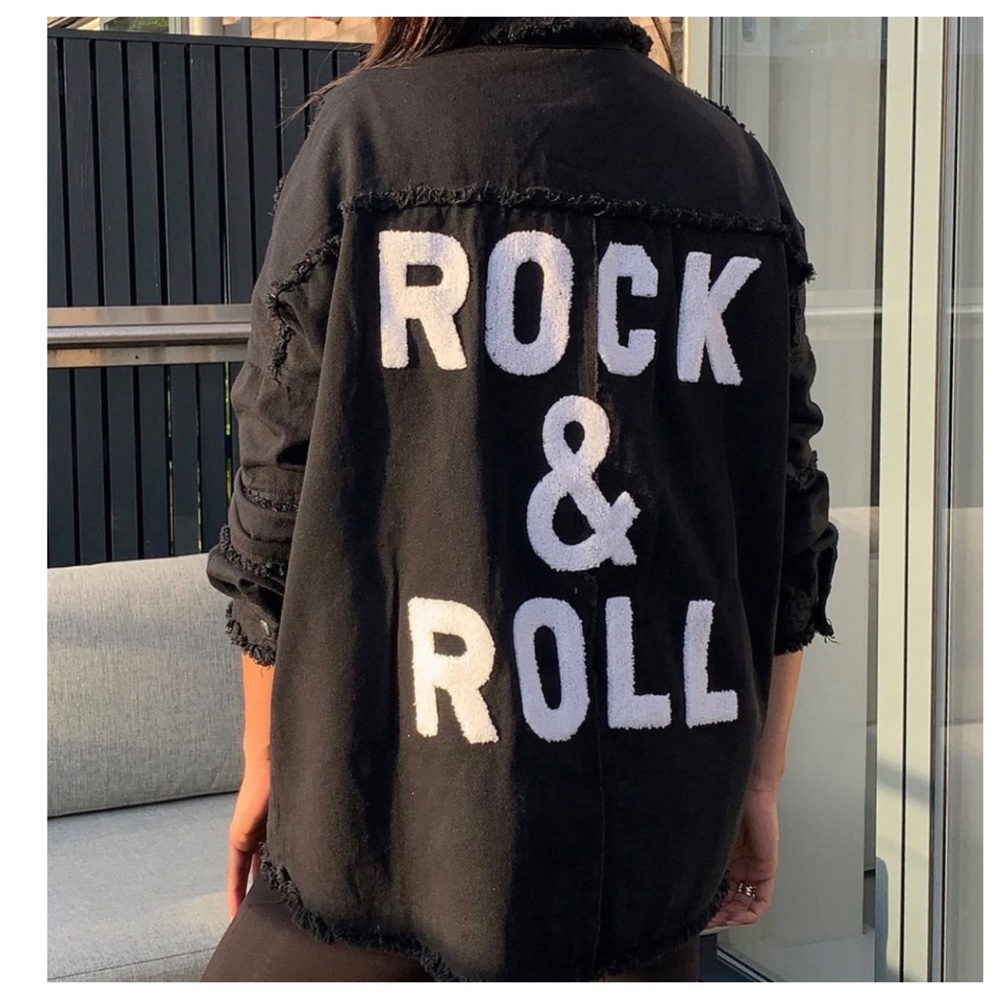 #31 Fabulous Black Rock N Roll Distressed Shacket Denim Jacket - Picture 9 of 9